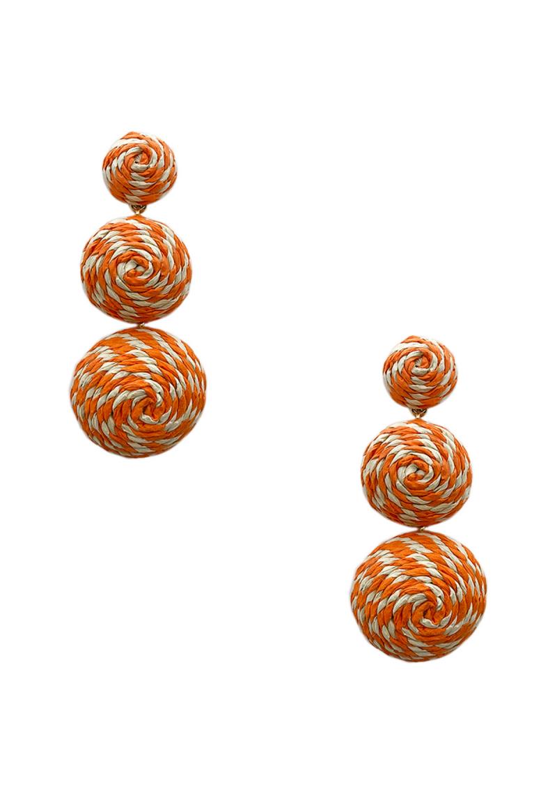 RAFFIA 3 BALL DANGLE EARRING
