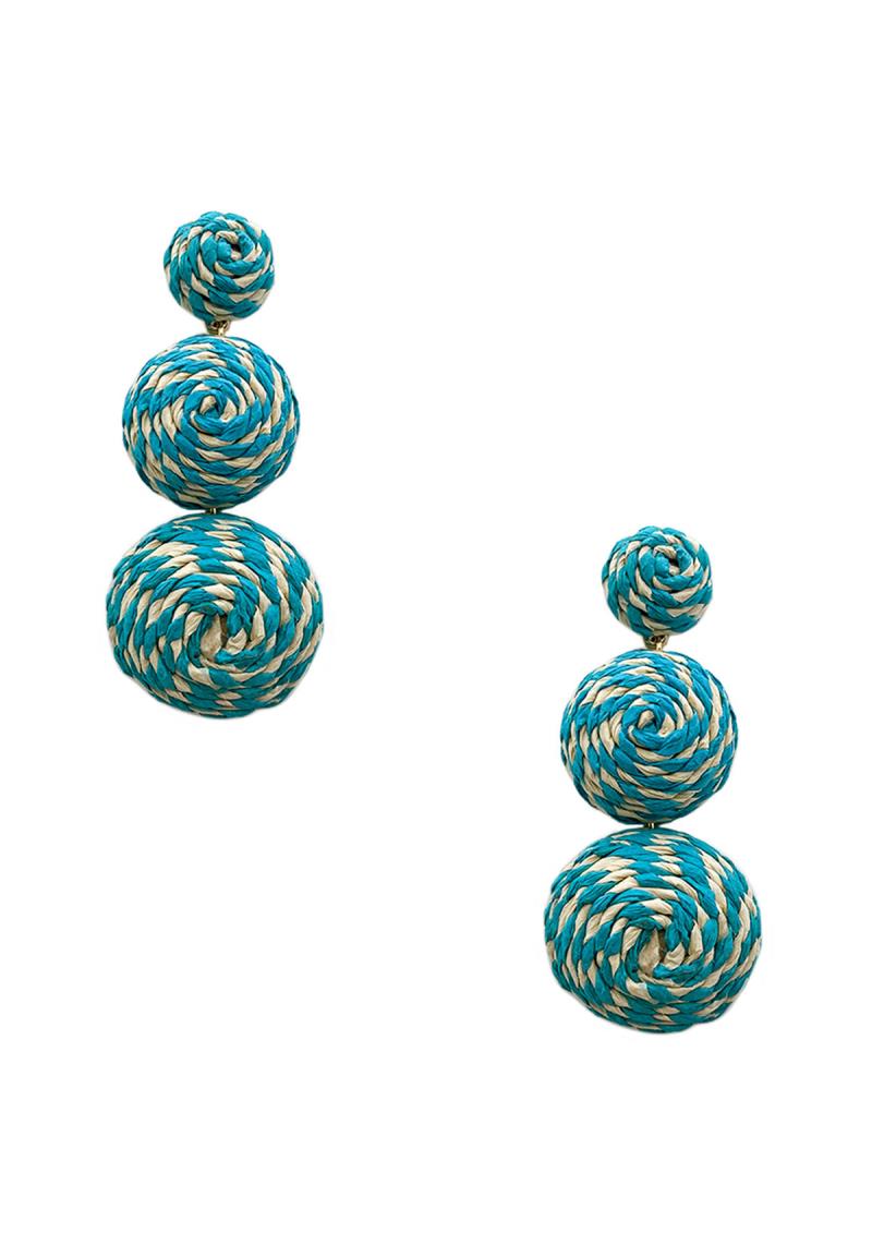 RAFFIA 3 BALL DANGLE EARRING