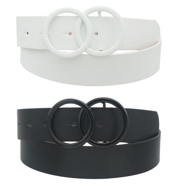 COLOR COATED DOUBLE CIRCLE BUCKLE BELT SET