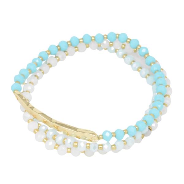 METAL BAR BEADED BRACELET SET