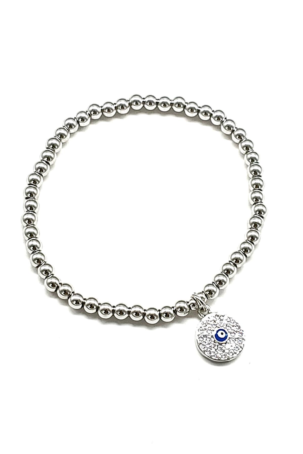 STAINLESS STEEL EVIL EYE STRETCH BRACELET