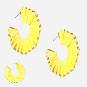 RAFFIA HOOP HEXAGON WRAP EARRING