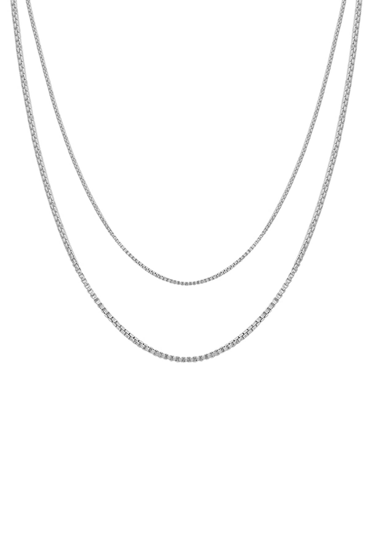 BOX CHAIN DOUBLE LAYER SHORT NECKLACE