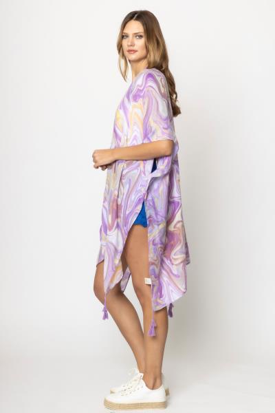 SWIRL BORDER PRINT KIMONO