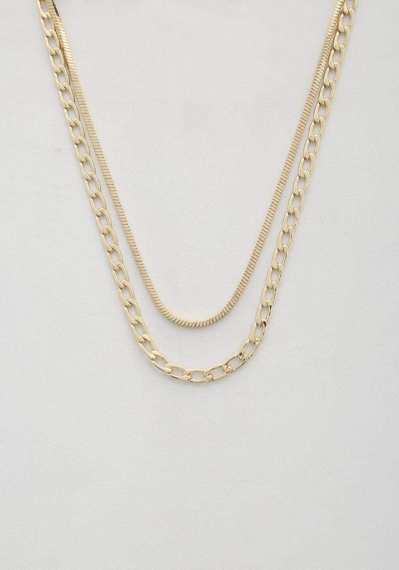 SODAJO 2 LAYERED METAL CHAIN NECKLACE