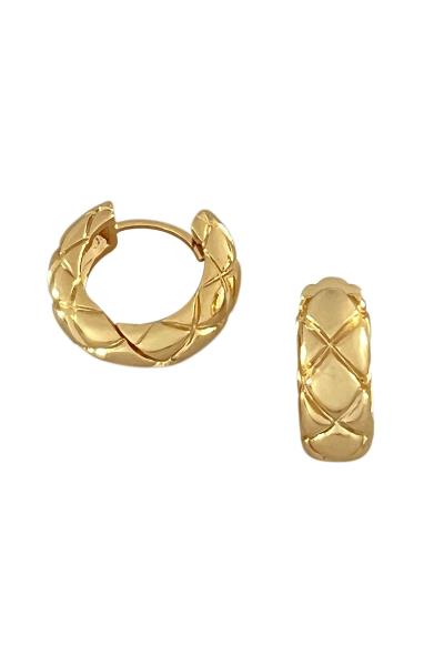 14K GOLD DIPPED HUGGIE HOOP BRASS EARRING