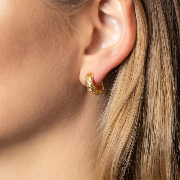 14K GOLD DIPPED HUGGIE HOOP BRASS EARRING