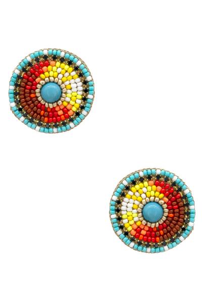 BEAD PATTERNED CIRCLE EARRING