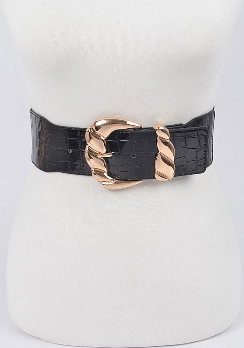 RHINESTONE BUCKLE PLUS SIZE ELASTIC BELT