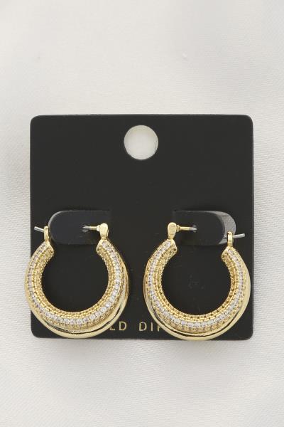 RHINESTONE METAL HOOP EARRING