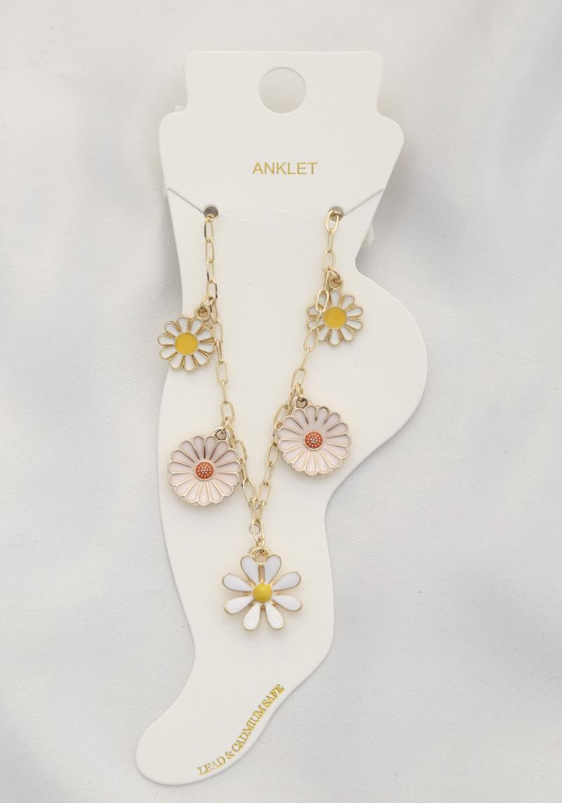 FLOWER CHARM OVAL LINK ANKLET