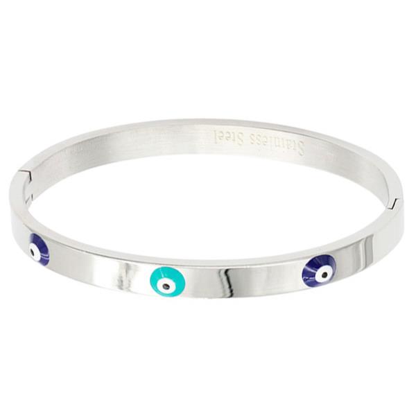 METAL STAINLESS STEEL EVIL EYE HINGE BRACELET