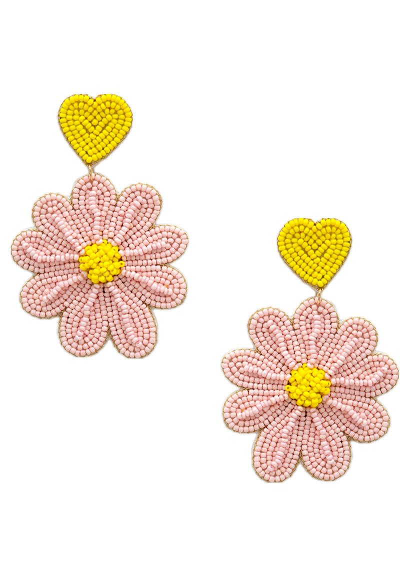SEED BEAD FLOWER DANGLE EARRING