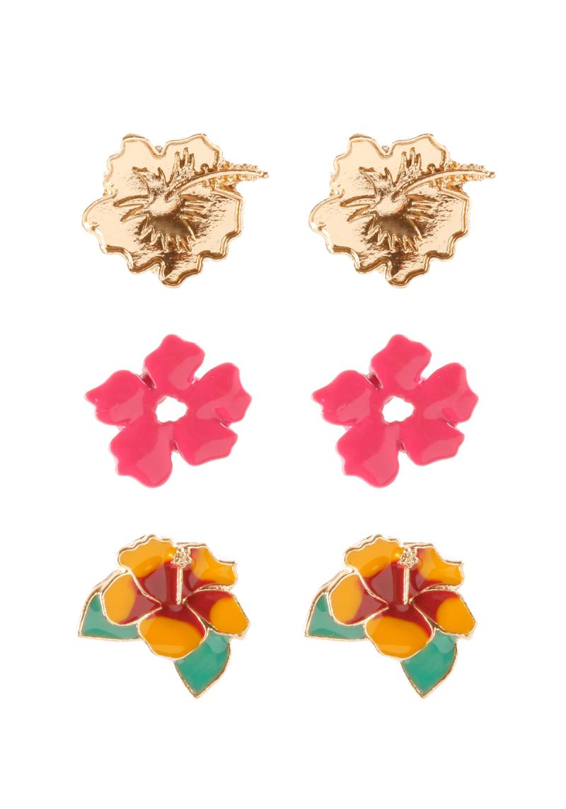 FLOWER 3 PAIR POST EARRING
