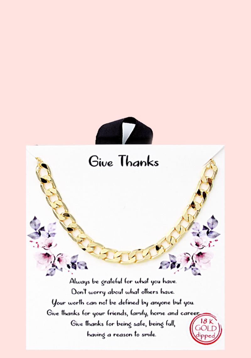18K GOLD RHODIUM DIPPED GIVE THANKS NECKLACE