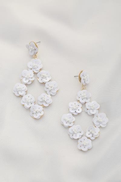 FLOWER PATTERN SEQUIN DANGLE EARRING