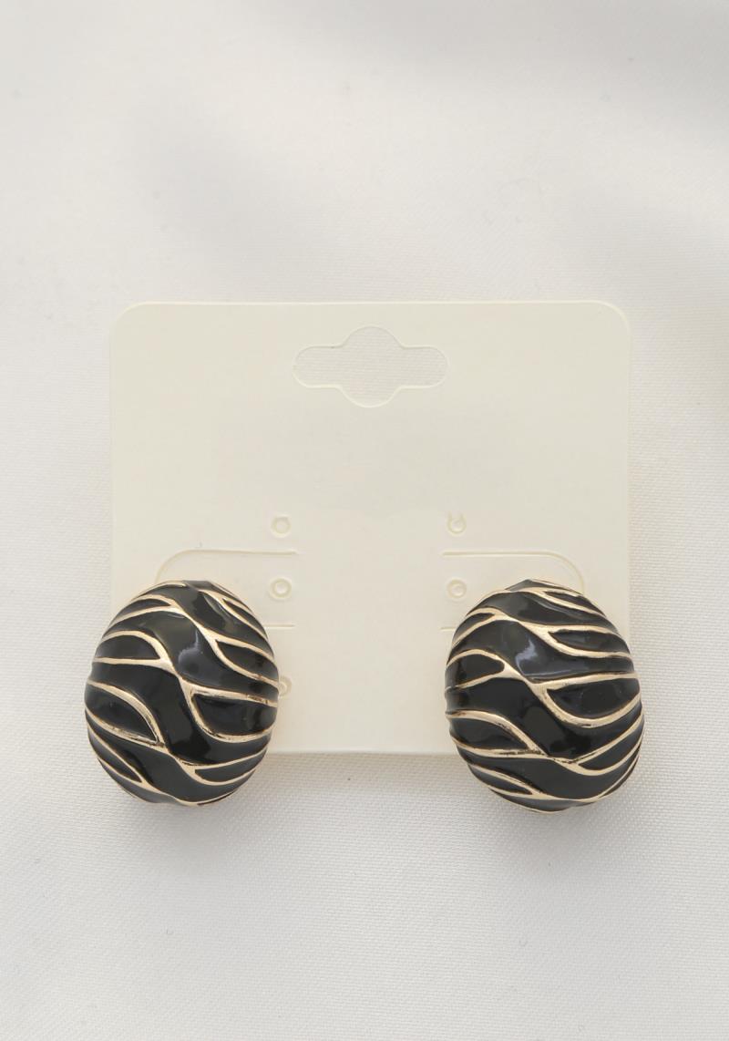 COLOR METAL OVAL EARRING