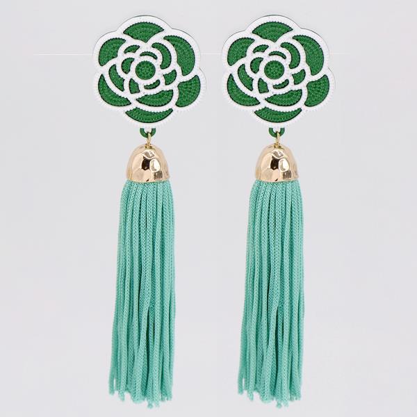 FLOWER TASSEL DANGLE EARRING