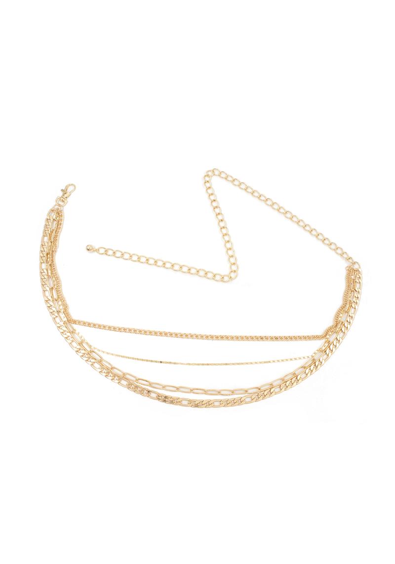 PLUS SIZE MULTI LAYERED METAL CHAIN BELT