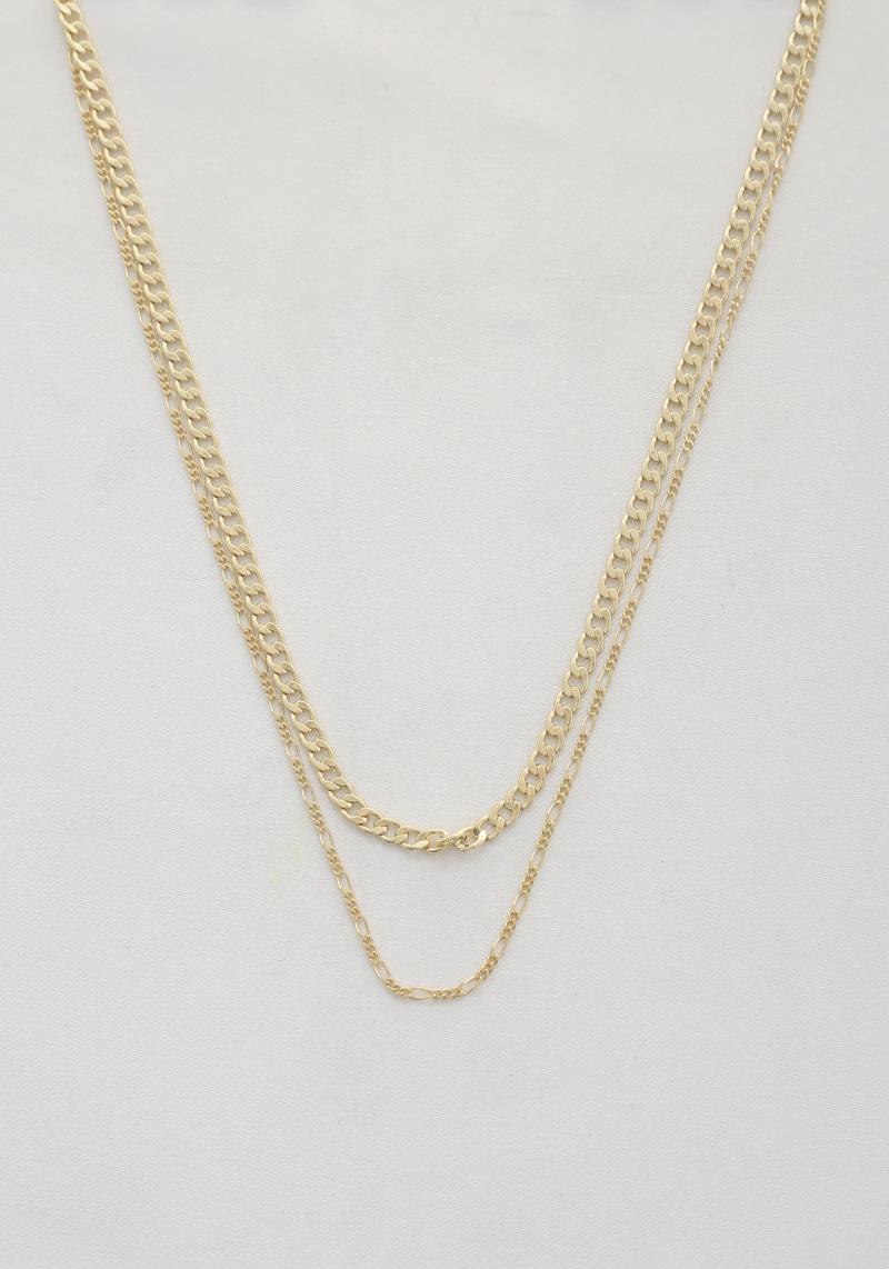 SODAJO CURB FIGARO LINK LAYERED NECKLACE
