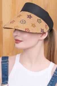 FASHION FLOWER PRINT STRAW VISOR