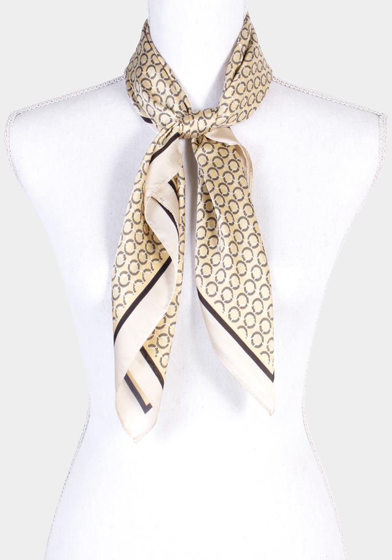 FASHION CIRCLE PATTERN PRINT YELLOW SILKY SCARF