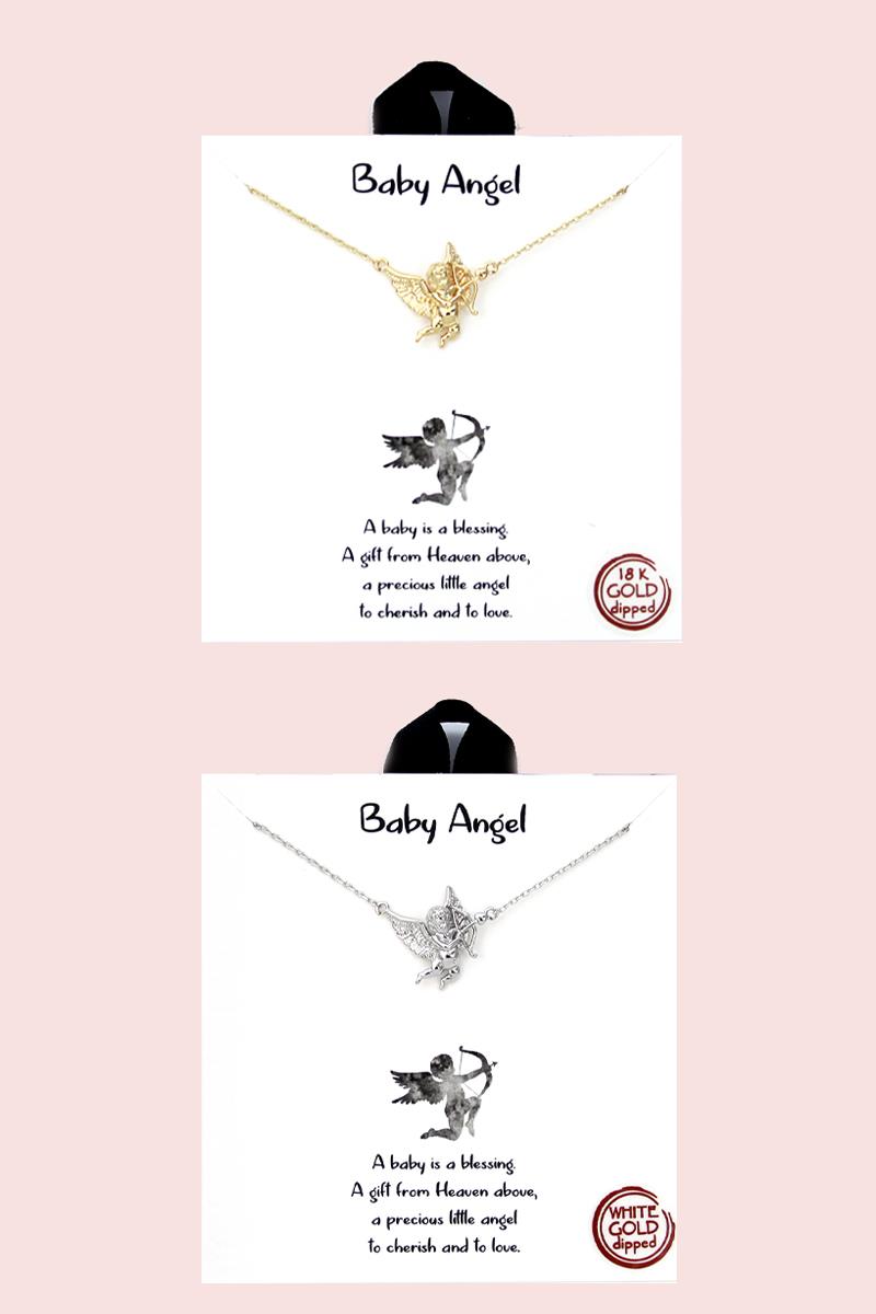 18K GOLD RHODIUM DIPPED BABY ANGEL NECKLACE