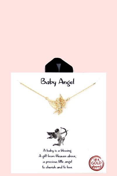 18K GOLD RHODIUM DIPPED BABY ANGEL NECKLACE