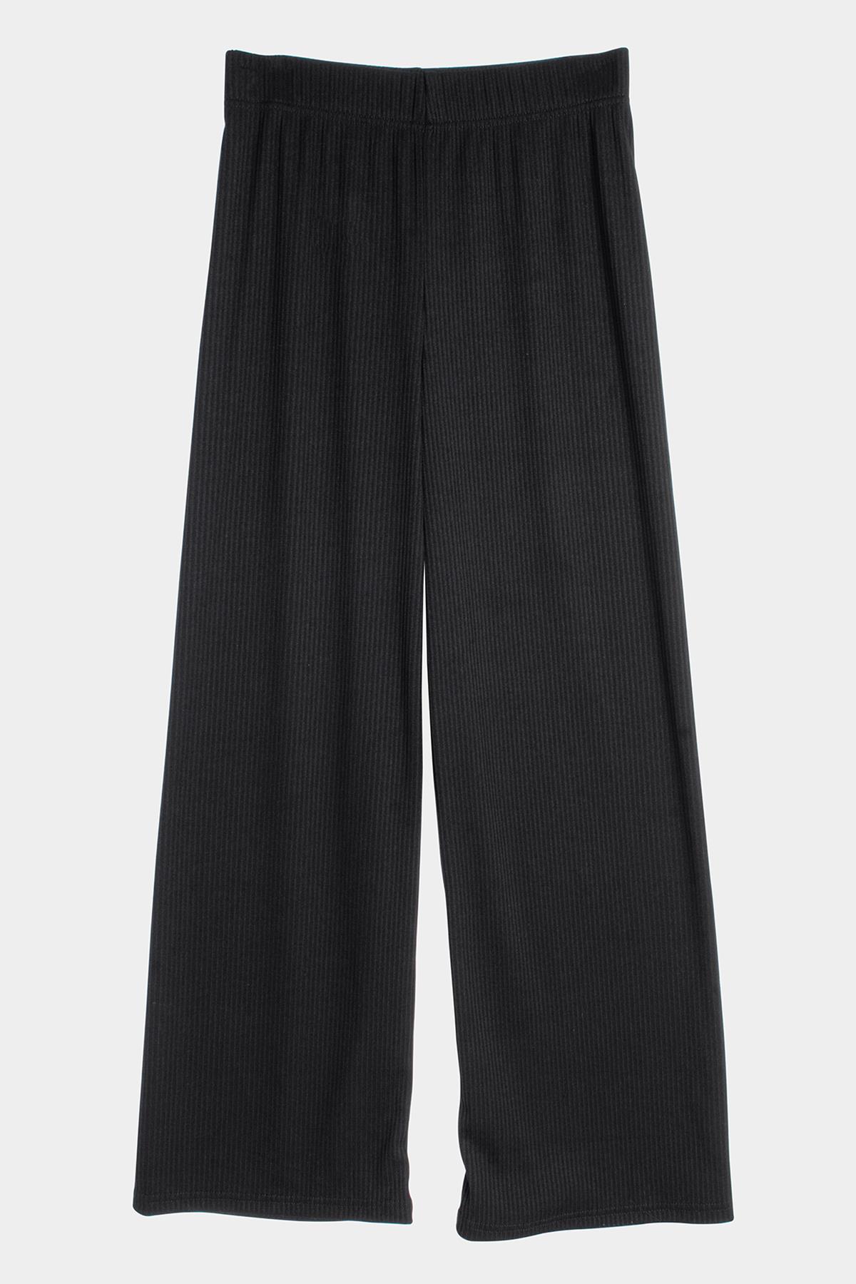 SOLID RIB WIDE LEG PANTS