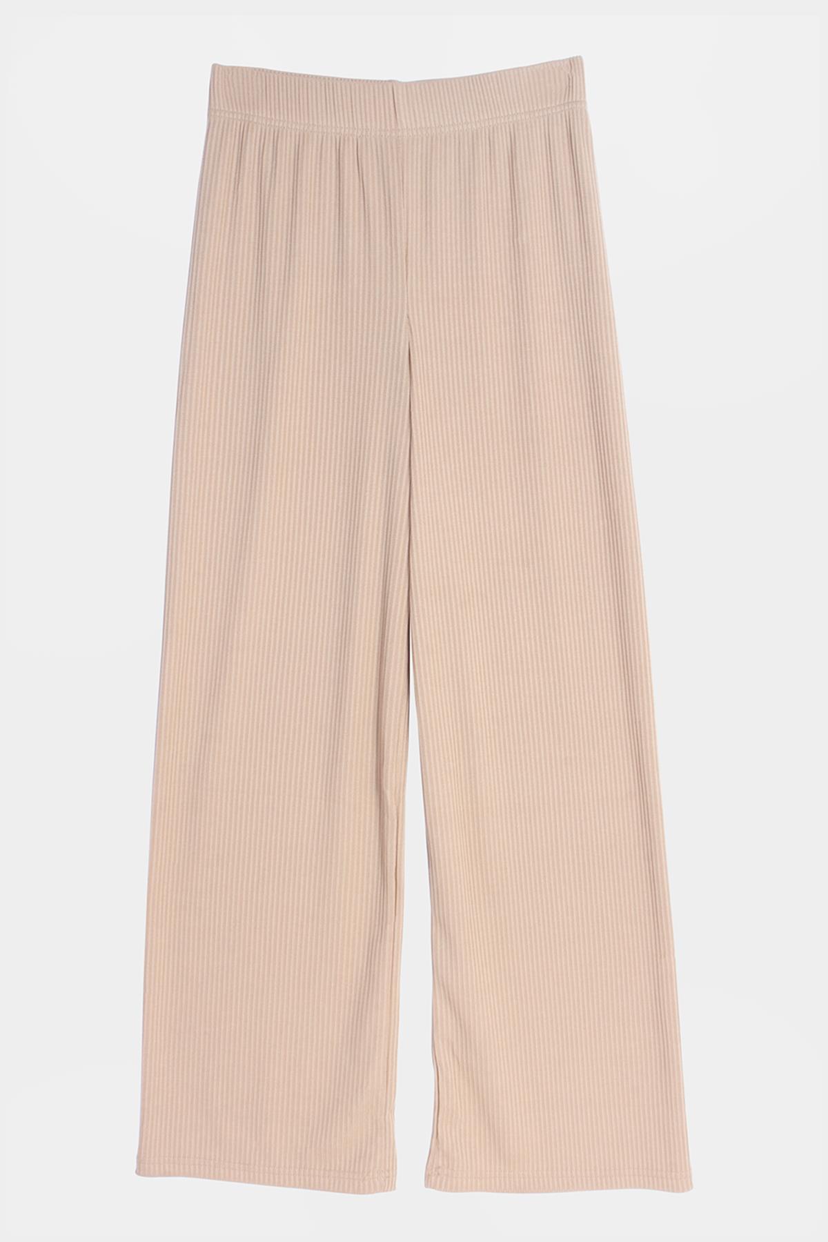 SOLID RIB WIDE LEG PANTS