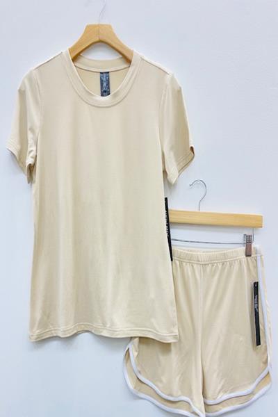 PEACH SKIN SHORT SLEEVE TOP & SHORTS SET - LXL SIZE
