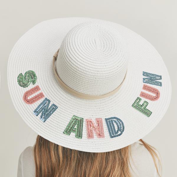 SEQUIN LETTER SUN AND FUN FLOPPY HAT