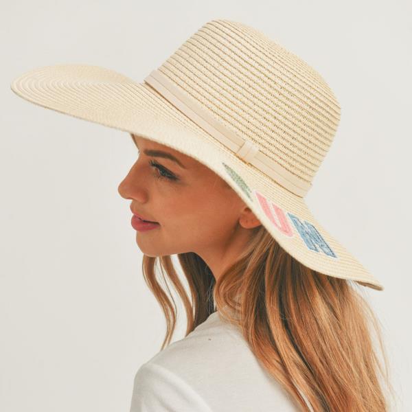 (ONLINE ONLY) SEQUIN LETTER "SUN SAND SEA" FLOPPY HAT