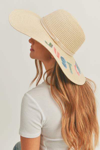 (ONLINE ONLY) SEQUIN LETTER JUST CHILL OUT FLOPPY HAT.