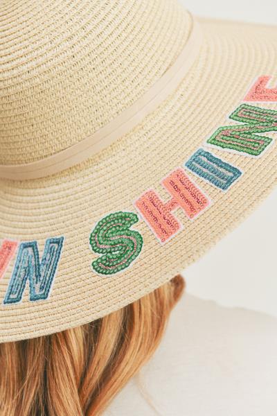 (ONLINE ONLY) SEQUIN LETTER LET THE SUN SHINE FLOPPY HAT