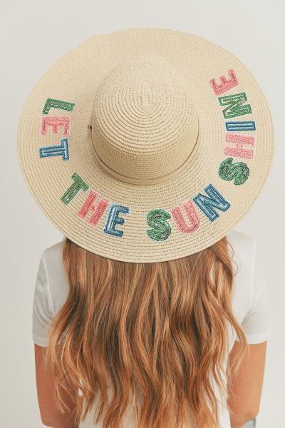 (ONLINE ONLY) SEQUIN LETTER LET THE SUN SHINE FLOPPY HAT