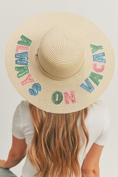 (ONLINE ONLI) SEQUIN LETTER ALWAYS ON VACAY FLOPPY HAT