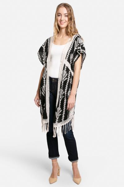 LONG LACE COVER-UP W/TASSELS