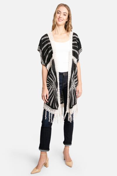 LONG LACE COVER-UP W/TASSELS