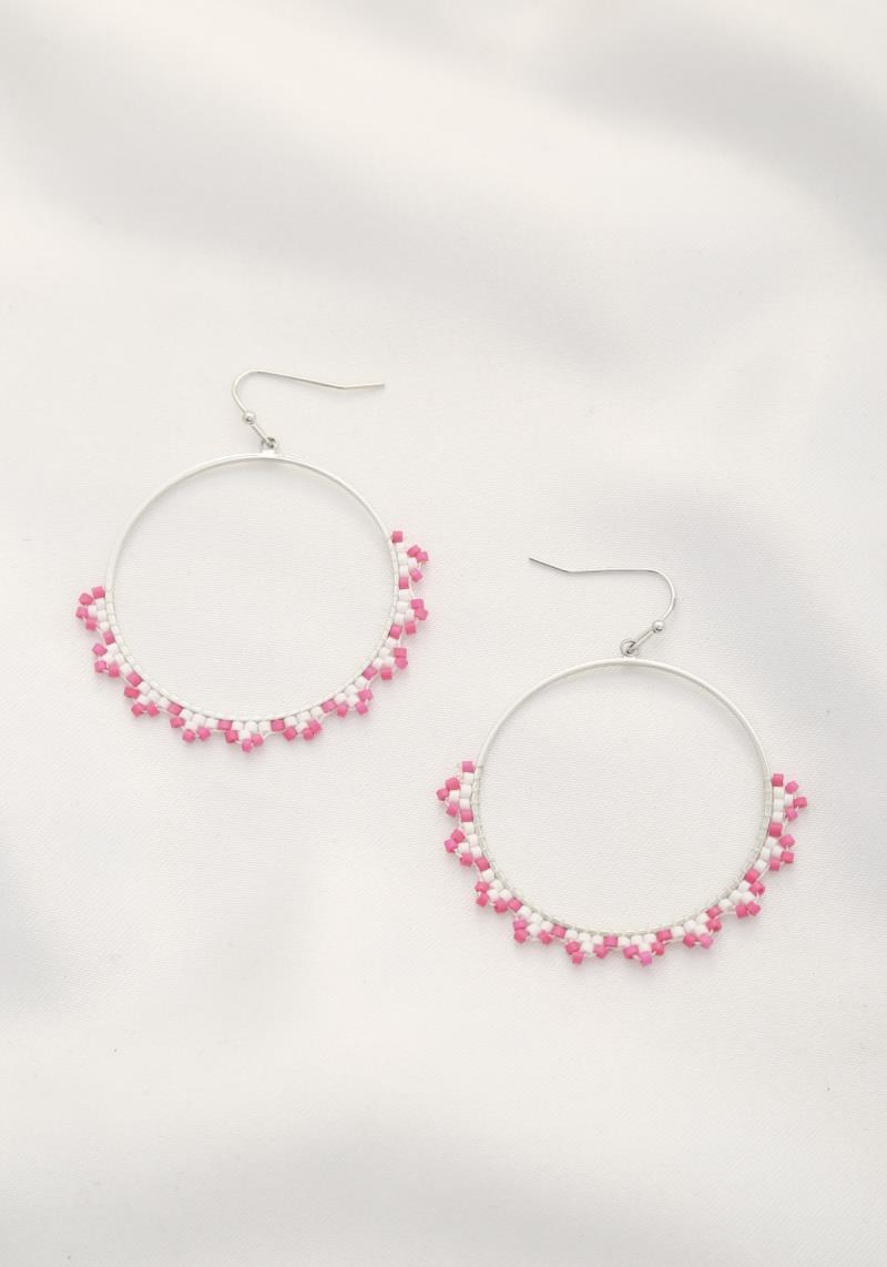 BEADED HOOP DANGLE EARRING