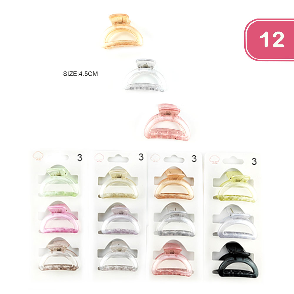 FASHION HAIR CLAW JAW CLIPS SET (12 UNITS)