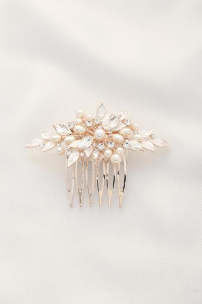 FLOWER PEARL RHINESTONE HAIR COMB