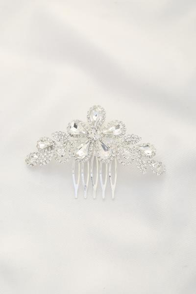 FLOWER TEARDROP RHINESTONE HAIR COMB