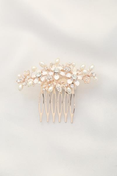 FLOWER PEARL RHINESTONE HAIR COMB