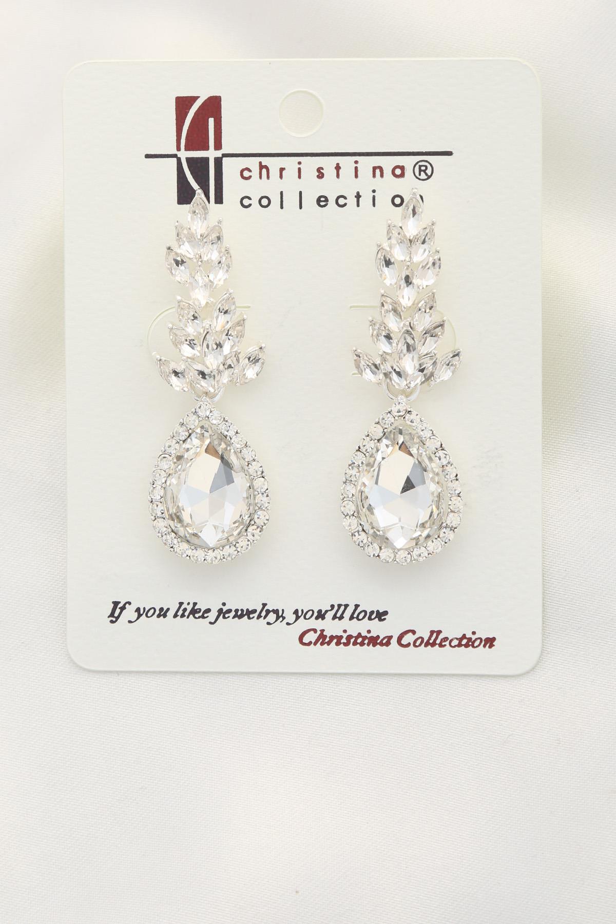 TEARDROP MARQUISE RHINESTONE DANGLE EARRING