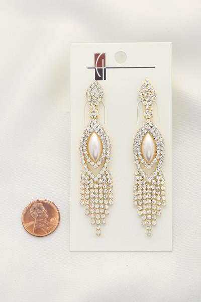 MARQUISE PEARL RHINESTONE PAVE DANGLE EARRING