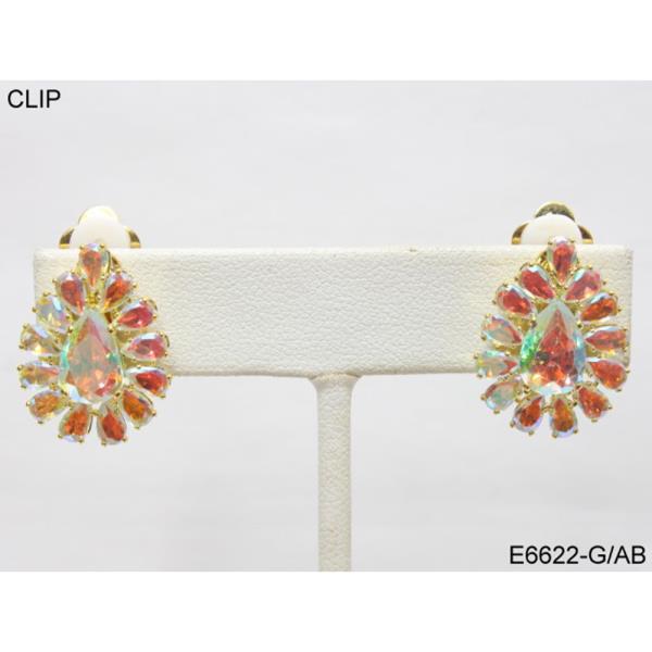 TEARDROP RHINESTONE CLIP EARRING