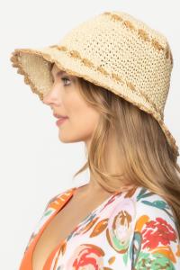 COLOR TRIM STRAW BUCKET HAT