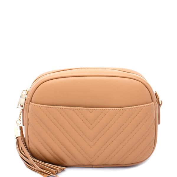 SMOOTH CHIC TASSEL DESIGNC ZIPPER CROSSBODY BAG