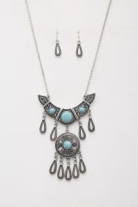 TURQUOISE WESTERN METAL NECKLACE